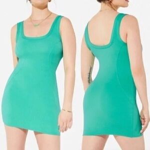 Yitty Women's Fitted Body Butter Tank Dress Solid Green Mini SIZE Large